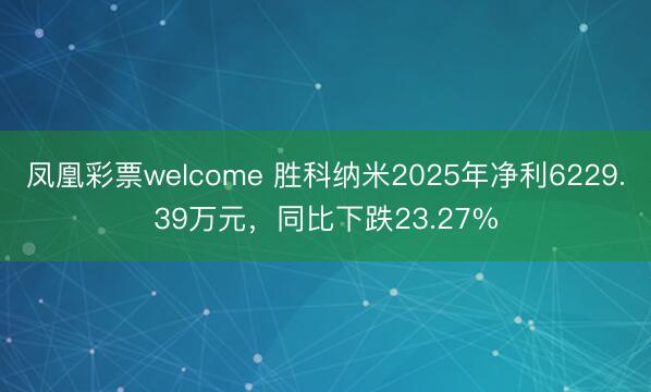 凤凰彩票welcome 胜科纳米2025年净利6229.39万元,同比下跌23.27%