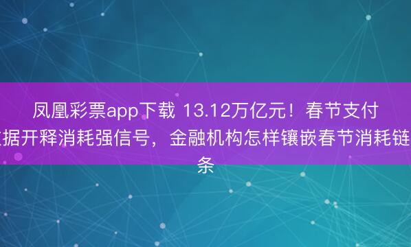 凤凰彩票app下载 13.12万亿元！春节支付数据开释消耗强信号，金融机构怎样镶嵌春节消耗链条
