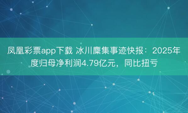 凤凰彩票app下载 冰川麇集事迹快报:2025年度归母净利润4.79亿元,同比扭亏