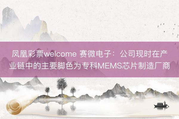 凤凰彩票welcome 赛微电子：公司现时在产业链中的主要脚色为专科MEMS芯片制造厂商