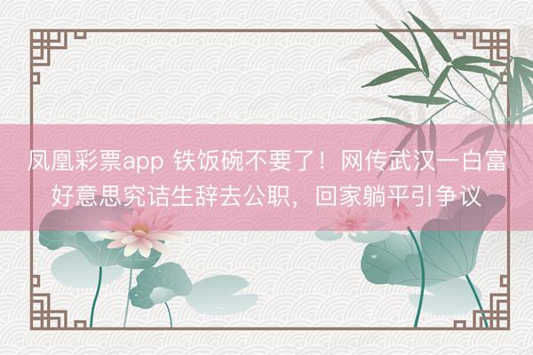 凤凰彩票app 铁饭碗不要了！网传武汉一白富好意思究诘生辞去公职，回家躺平引争议
